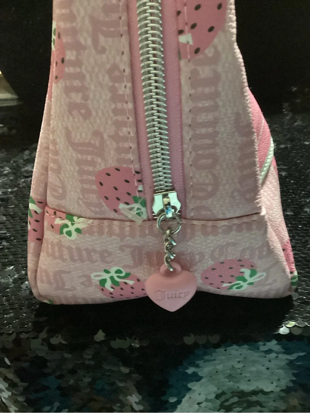 Juicy Couture Pink Strawberry Print Cosmetic Bag